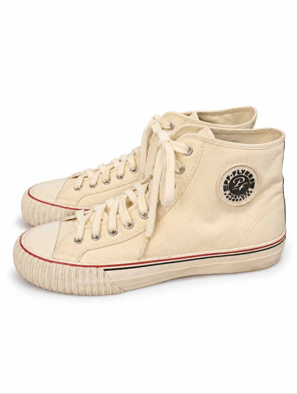 PF Flyers High Top Sneakers Men’s 10.5 Women’s 12 Cream Canvas Retro Shoes